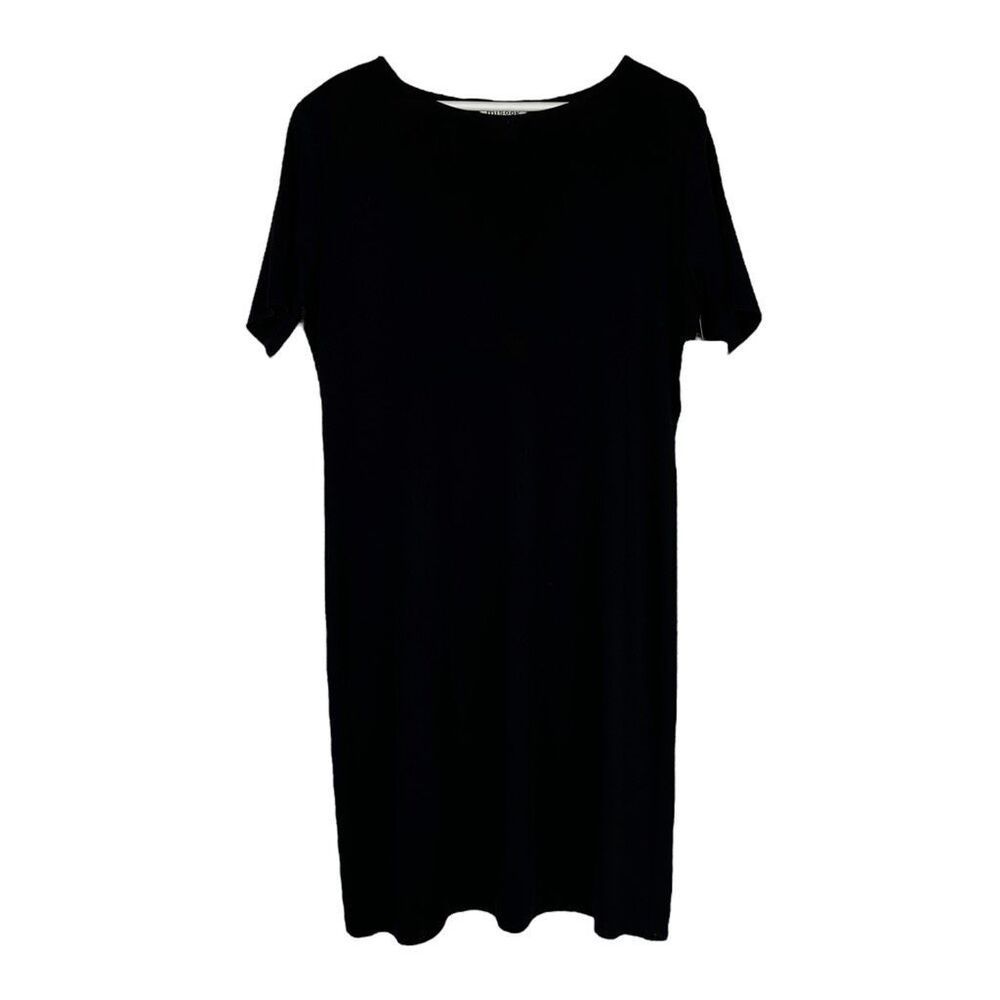 Misook Black Short Sleeve Shift Dress Size Large